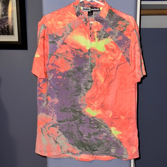 Jamie Sadock Neon Orange and Purple Abstract Shirt - Picture 1 of 5